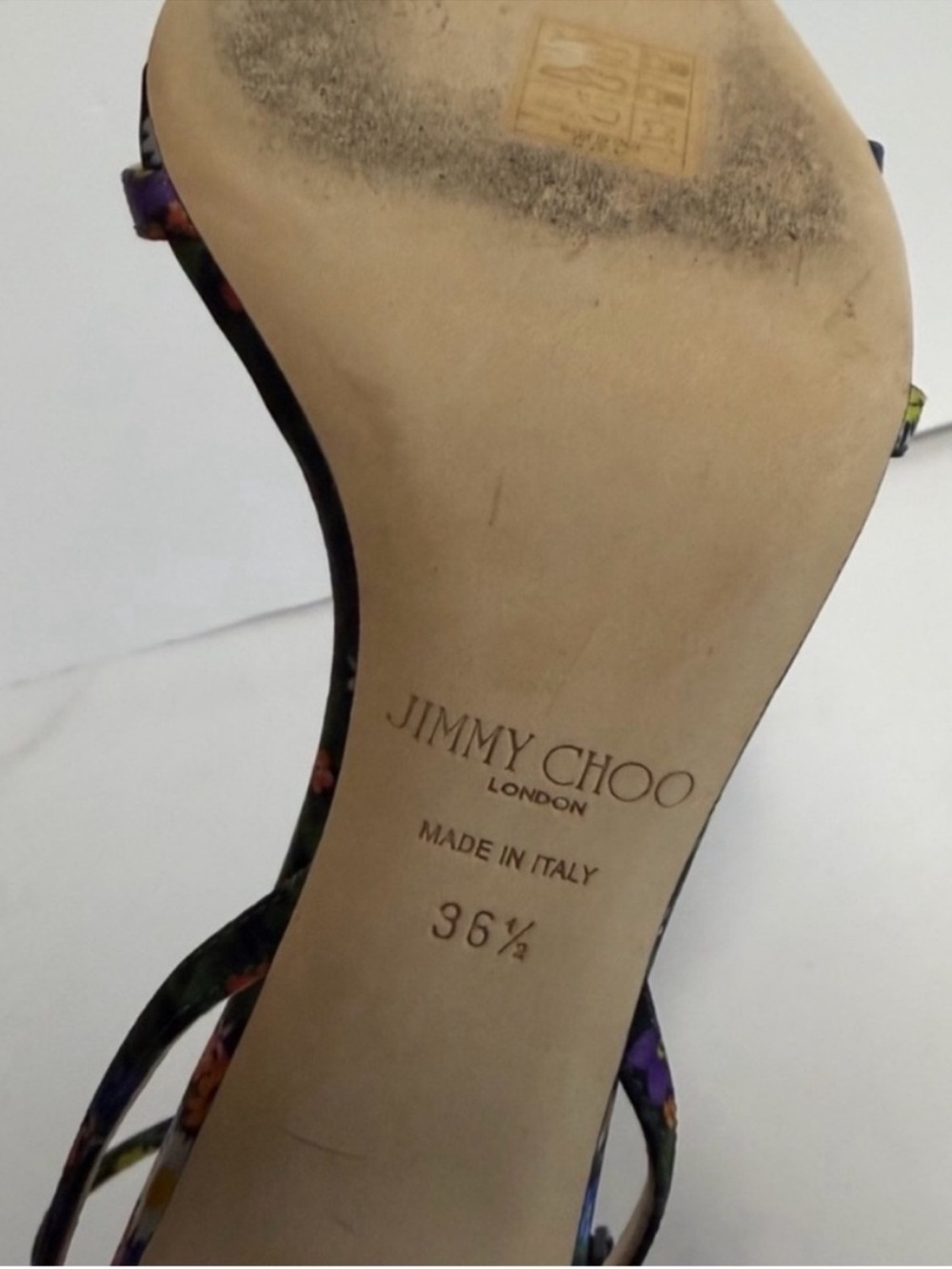 Jimmy Choo Metz 100 Ditsy Print Stiletto Ankle Strap Sandals - Picture 7 of 8